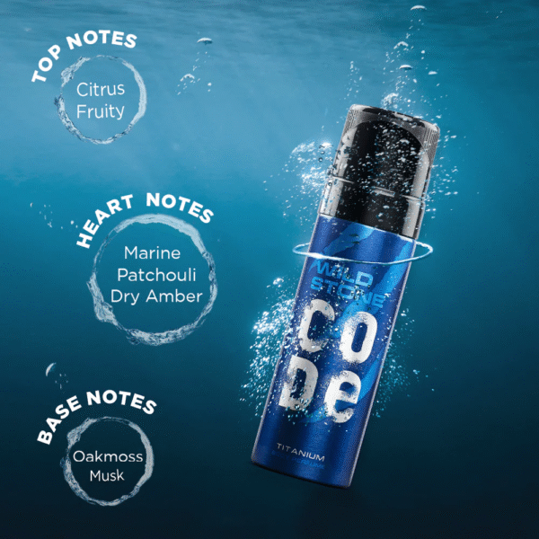 Wild Stone Code Titanium Body Perfume For Men - 120 ml - Image 2