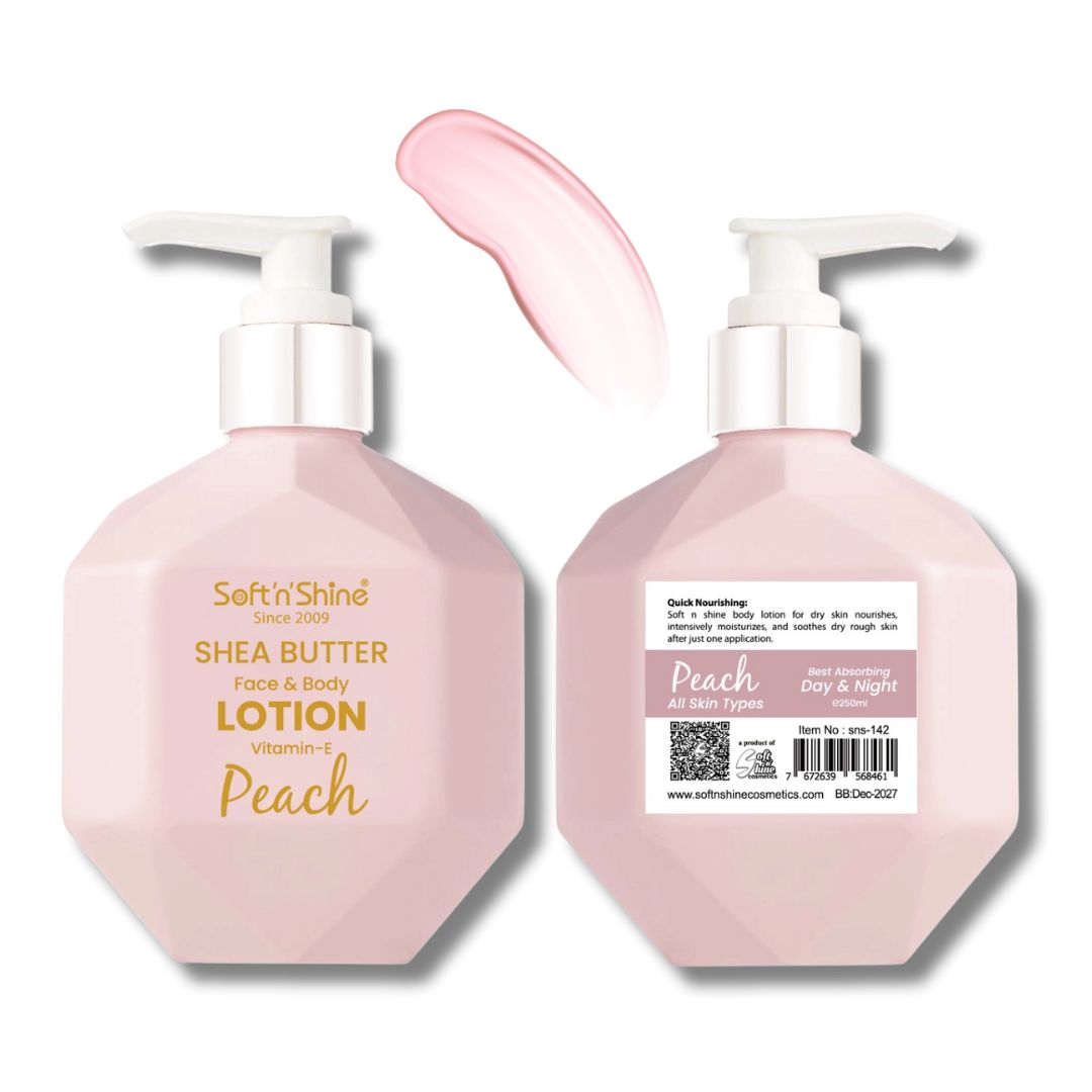 Soft n Shine Peach Moisturizing Face and Body Lotion For All Skin Types - 250ml